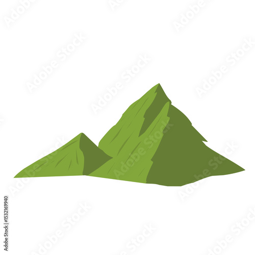 green mountain illustration. Flat design illustration of green high hill mountain. Illustration of mountains.Flat design Mountain scenery illustration 