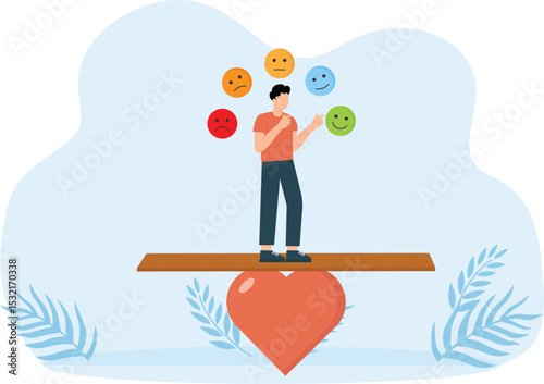 Businesswoman balancing her emotions 3d animation concept

