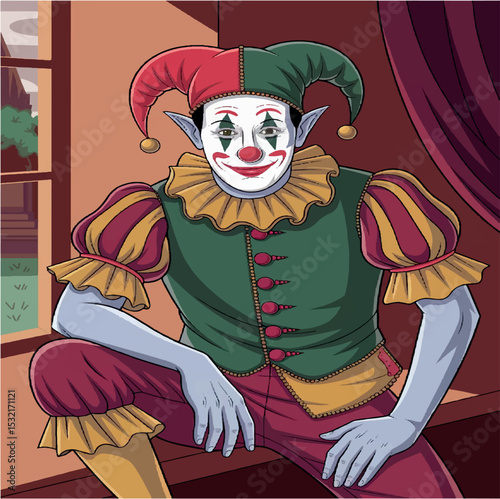 joker, clown, jester, drawing, illustration, face, cartoon, mask, vector, design, head, graphic, holiday, isolated, circus, smile, symbol, creepy, black, art, evil, tattoo, scary, hat, white, hallowee