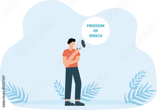 boot trampling on a man dictator with freedom of speech, authority 3d animation concept

