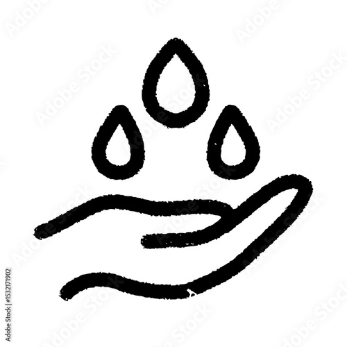Water Drops Hand Icon Handdrawn