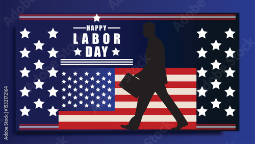 Happy Labor Day greeting card with United States background and space for text. Vector illustration.