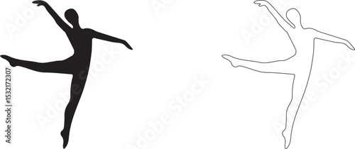 Man dancing. Vector editable silhouette of classical choreography.