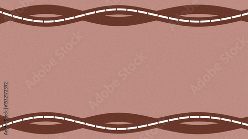 Minimalist red background with curved dashed lines on top and bottom, forming a wavy decorative frame. grainy texture with copy space. Perfect for banners, presentations, or design templates.