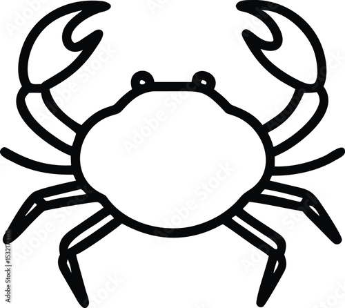 Black outline reveals the crab's unique shape and characteristic claws clearly in the ocean
