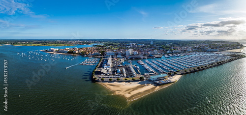 Billede på lærred Marina and Beach in Arcachon from a drone, Arcachon, Gironde, France, Europe