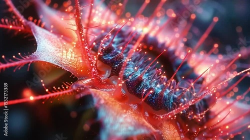 close up view of a Venus flytrap plant with clear detail view