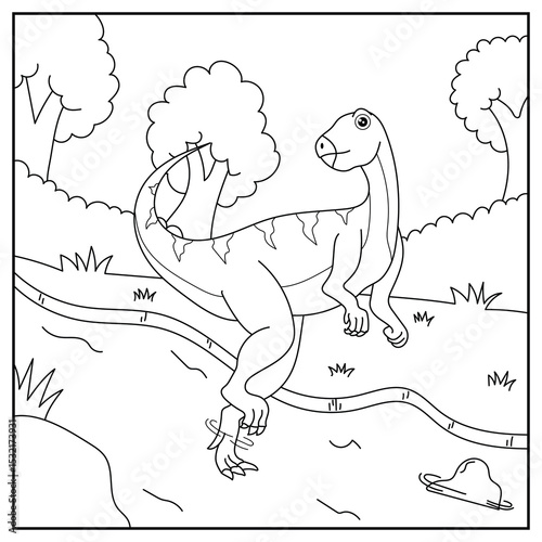 Cute cartoon dinosaur Qantassaurus, funny illustration, coloring book for kids and children.