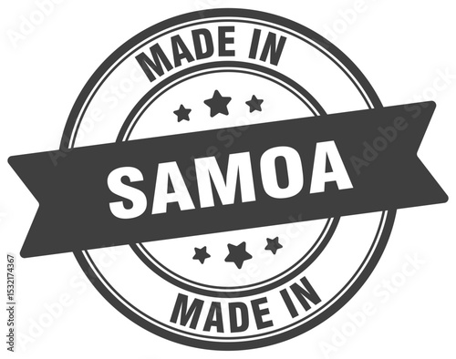 Made in Samoa round sign. Made in Samoa stamp.