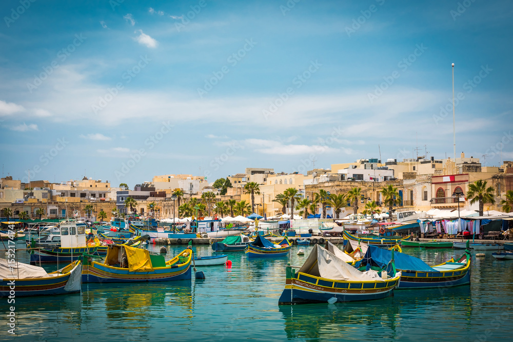 fishing boats near village of Marsaxlokk fishing boats near village of Marsaxlokk
