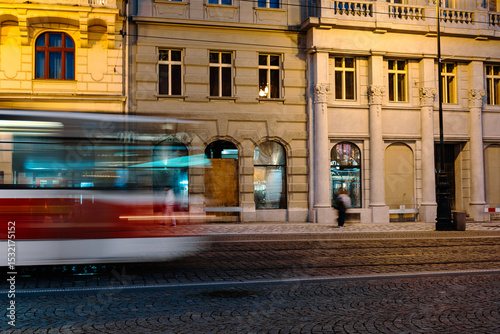 Photography Tram Trails On A Night Prague Street