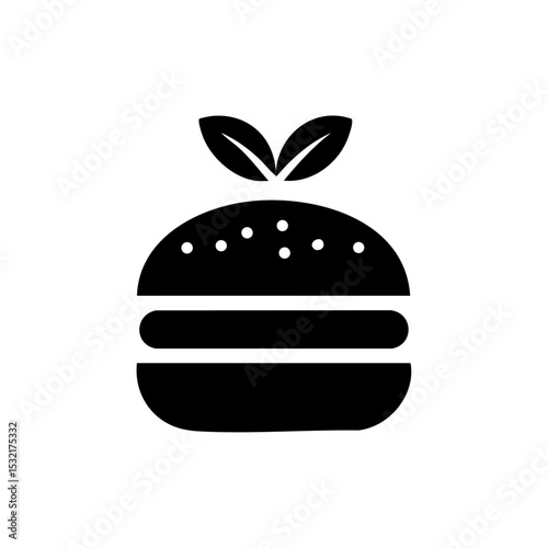 Simple burger silhouette with green concept perfect for vegan menus or healthy food branding.

