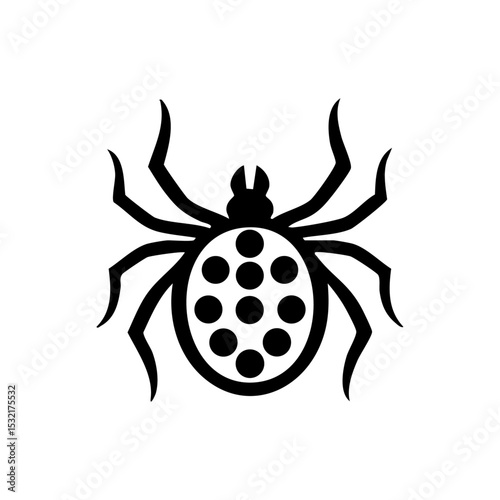 Vector icon of a spider or tick with dotted patterned abdomen.

