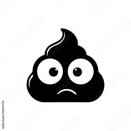 Minimalist poop emoji vector with sad expression for humorous or awareness content.

