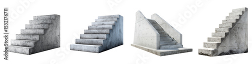 Concrete Stair PNG set Transparent background