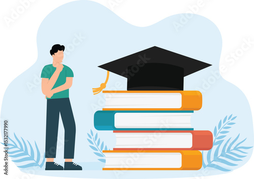 Person pushing a stack of books. Live and online study for websites and mobile websites. Landing page templates. Easy to edit and customize concept

