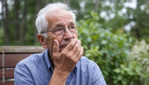 An old man with signs of dementia. AI generated.