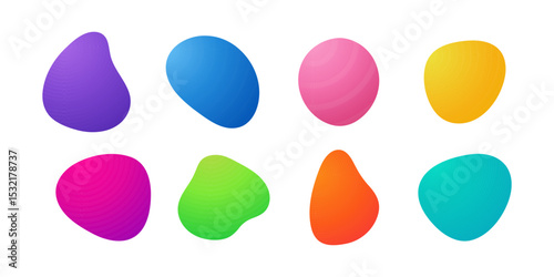 Colorful liquid gradient blobs set with abstract organic shapes