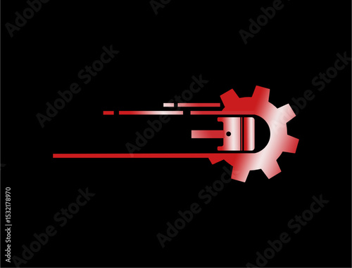 Abstract gear and piston icon