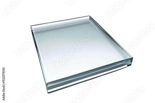 Clear glass panel floating isolated on transparent background