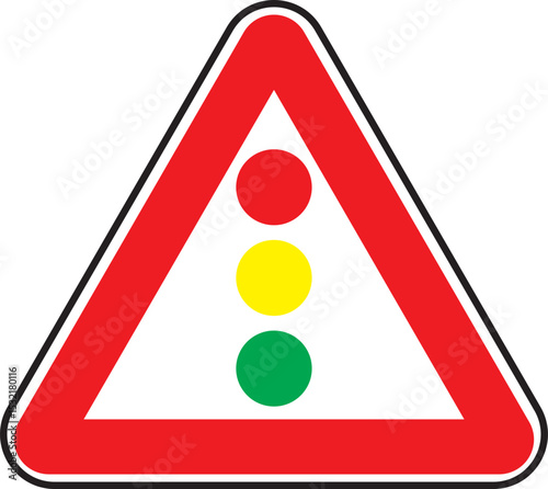 Warning Triangle Traffic Signals Ahead sign