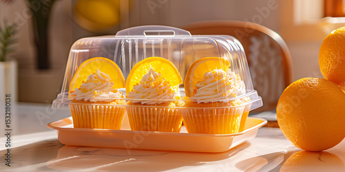 Orange Cupcake Trio in Sunlight

