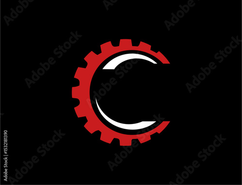Abstract gear design letter c logo
