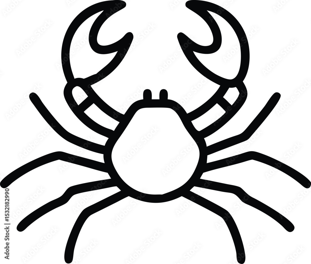 Fototapeta premium A black outline of a crab stands alone against a stark white backdrop