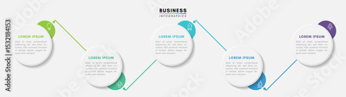 Circular infographic label design template with icons and 5 options or steps, vector illustration.