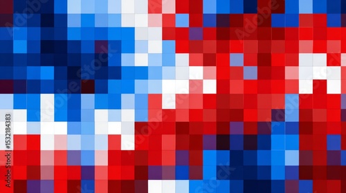 Vibrant Red White and Blue Pixelated Abstract Background for Modern Design Projects