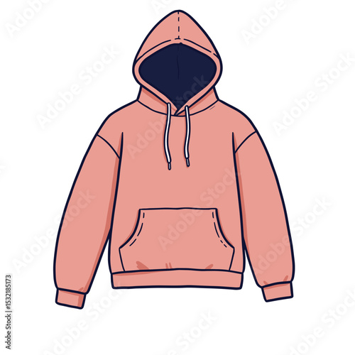 Pink hoodie with a front pocket and hood in casual style  