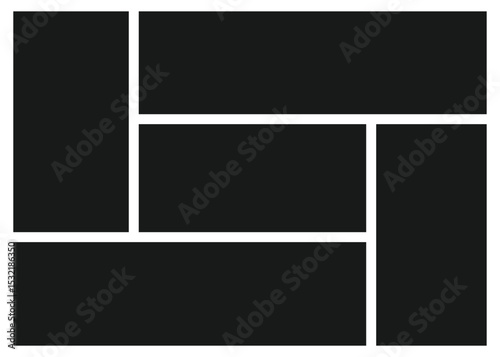 Photo collage template, empty mockup for photo montage. Five Frame. Stock Illustration