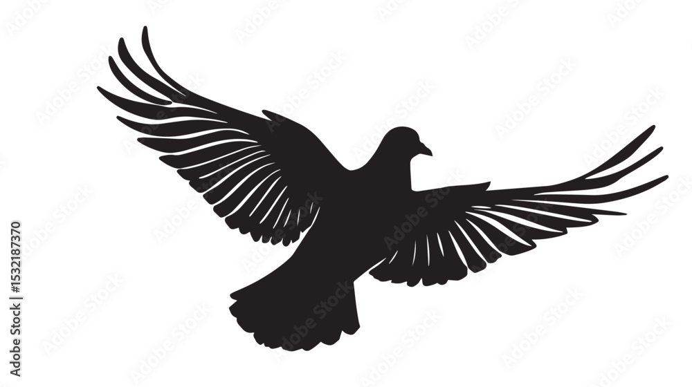 Fototapeta premium Pigeon silhouette, flying Pigeon silhouette vector 