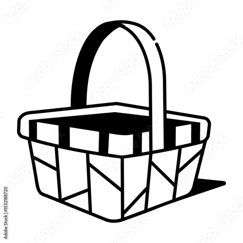 A drawing style icon of bamboo basket

