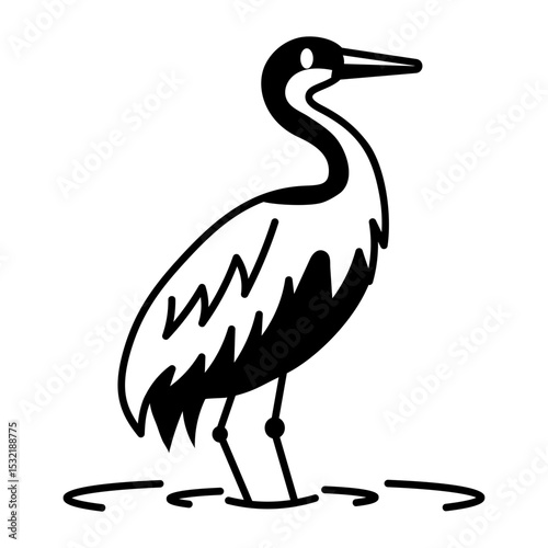 A drawing style icon of crane bird
