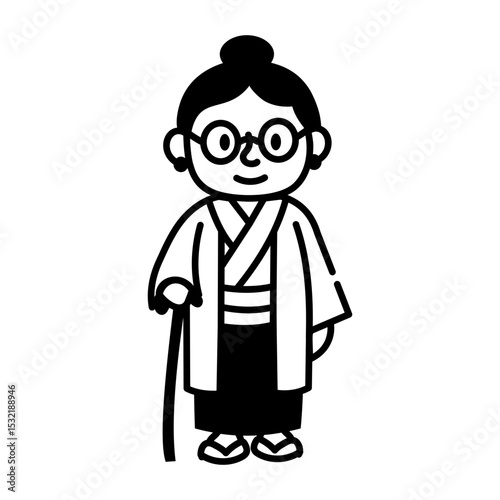 A doodle style icon of village elder

