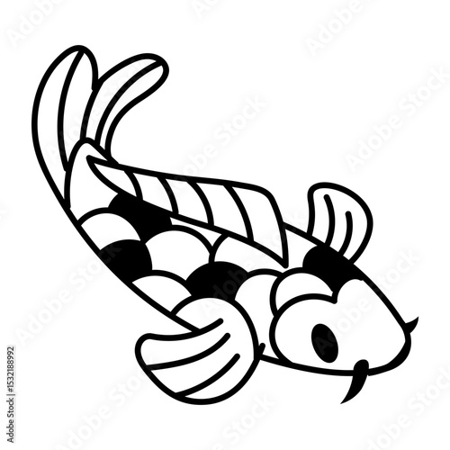 A hand drawn style icon of koi fish
