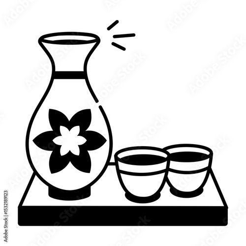 A doodle style icon of sake set
