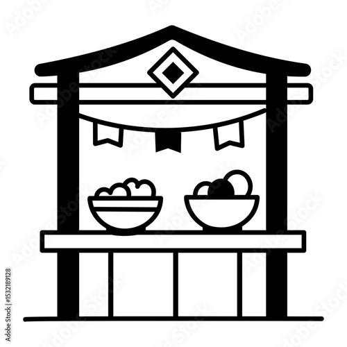A doodle style icon of food stall
