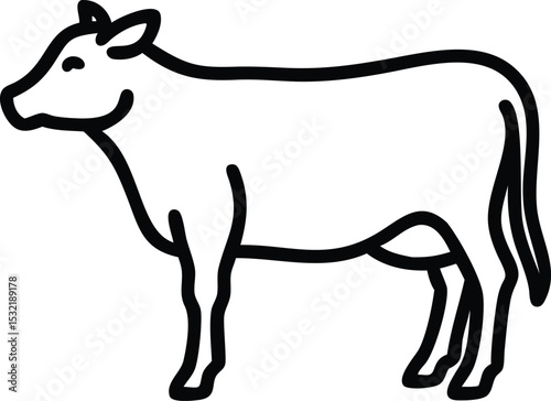 Outlined single cow stands calmly showcasing simplicity and bovine charm within this design