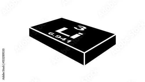 chemical symbol Lithium, black isolated silhouette