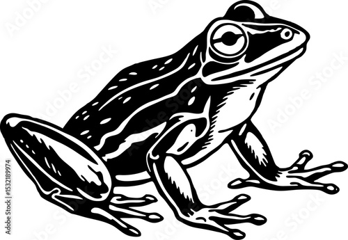 A frog sitting on its hind legs, isolated on a white background. Frogs, Pond, Nature, Water Lilly