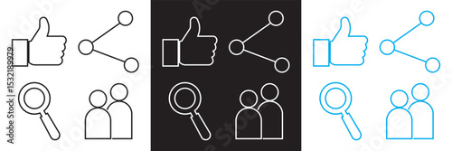 Social Media  Icon . Like, comment, share, notification, etc  icons .  Vector for websites, mobile interfaces, presentations, banner, visual branding etc. Vector illustration. EPS 10