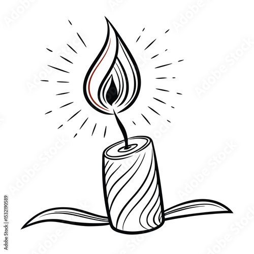 illustration of a burning candle in a candlestick