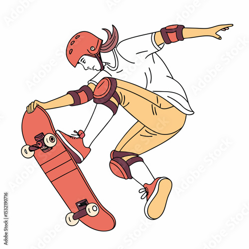 vector illustration of a man with a skateboard