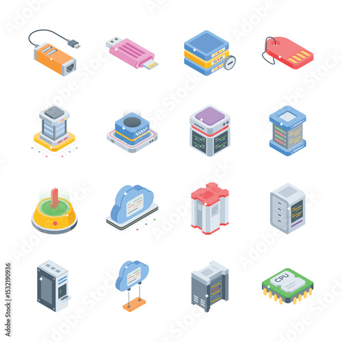 Check out our premium set of database isometric style icons
