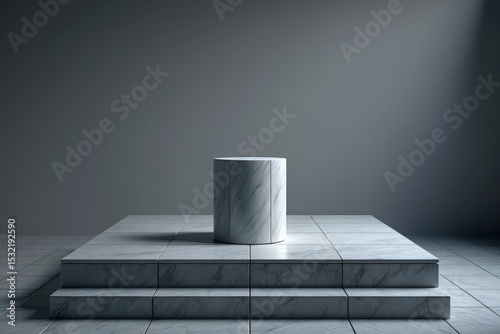 Minimalist Marble Product Display Podium with Steps and Soft Lighting
