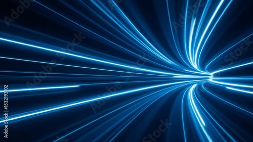 High-speed light trails in a tunnel create a dynamic, futuristic motion effect with blue curves, symbolizing fast travel, energy flow, and digital acceleration.








