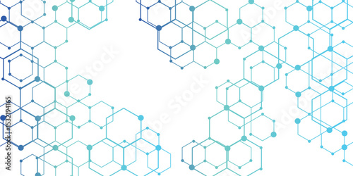 Abstract tech blue background with hexagons