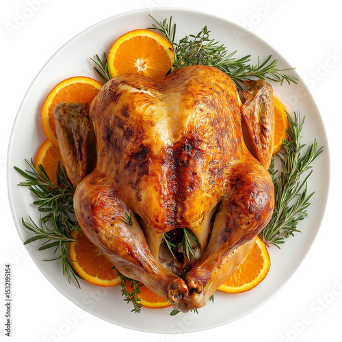 Perfectly Roasted Whole Chicken with Herbs and Orange – High-Detail Food Photography